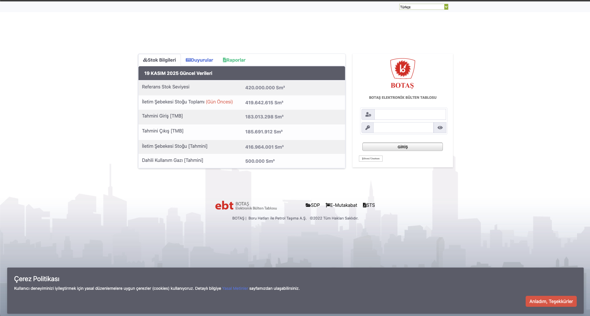 BOTAŞ Elektronik Bülten Sistemi