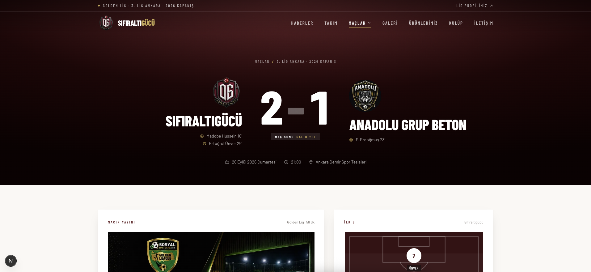 Sıfıraltı Gücü — Futbol Kulübü Web Sitesi — 5