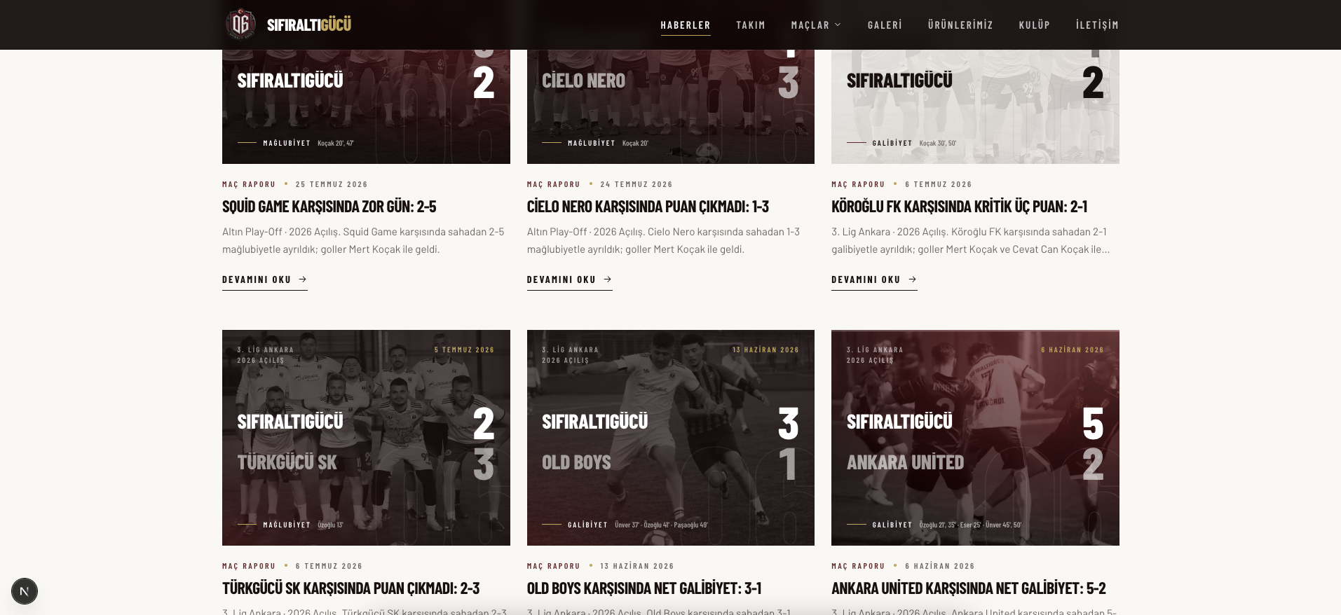 Sıfıraltı Gücü — Futbol Kulübü Web Sitesi — 7