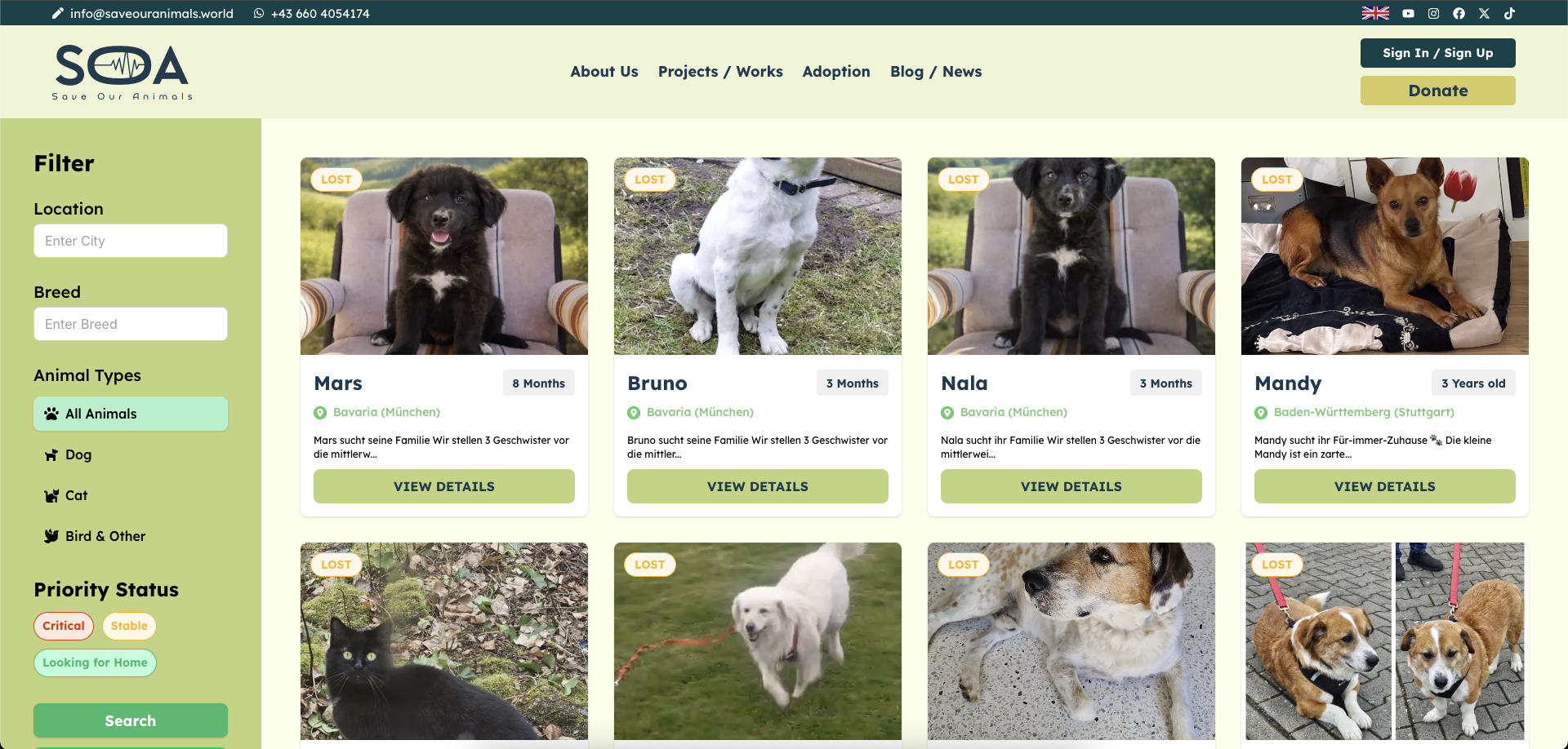 SOA - Save Our Animals Platformu screenshot 2